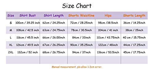 CHUNG Women Short Sleeve Shirt Pajamas Set with Shorts Bottom Pants Cotton V-neck Cute Pjs Sleepwear Lounge Wear Plus Size Summer (Medium, Blue Cat)