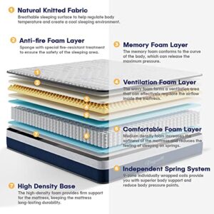 Vesgantti Twin XL Mattress, 12 Inch Innerspring Hybrid Twin XL Size Mattress with Memory Foam and Individual Pocket Springs, Mattress in a Box, Medium Firm Feel