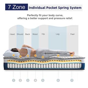 Vesgantti Twin XL Mattress, 12 Inch Innerspring Hybrid Twin XL Size Mattress with Memory Foam and Individual Pocket Springs, Mattress in a Box, Medium Firm Feel