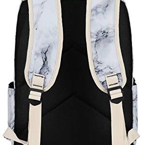 Bluboon Teen Girls School Backpack Kids Bookbag Set with Lunch Box Pencil Case Travel Laptop Backpack Casual Daypacks (Marble 1)