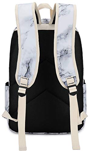 Bluboon Teen Girls School Backpack Kids Bookbag Set with Lunch Box Pencil Case Travel Laptop Backpack Casual Daypacks (Marble 1)