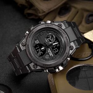 KXAITO Men's Watches Sports Outdoor Waterproof Military Watch Date Multi Function Tactics LED Alarm Stopwatch (26_Black)