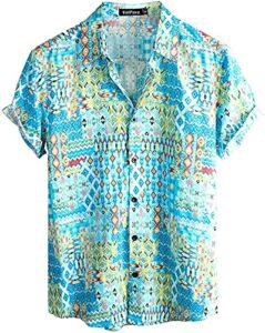vatpave mens casual hawaiian shirts short sleeve button down beach shirts tropical floral shirts x-large sky blue