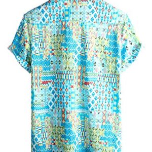 VATPAVE Mens Casual Hawaiian Shirts Short Sleeve Button Down Beach Shirts Tropical Floral Shirts X-Large Sky Blue