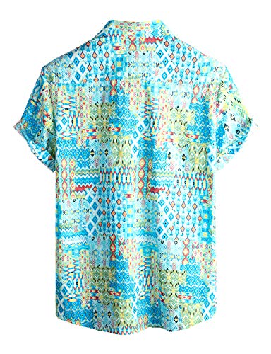 VATPAVE Mens Casual Hawaiian Shirts Short Sleeve Button Down Beach Shirts Tropical Floral Shirts X-Large Sky Blue