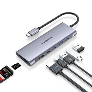 lention usb c multiport hub with 4k hdmi, 3 usb 3.0, sd/micro sd card reader, 100w pd compatible 2023-2016 macbook pro, new mac air, other type c devices, stable driver adapter (cb-c36b, space gray)