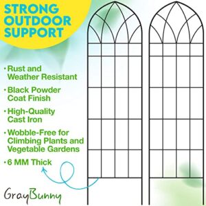 Gray Bunny Garden Trellis for Climbing Plants Outdoor - 2 Pack - 58" x 16" Cucumber Trellis, Rust Proof Metal Trellis for Tomatoes, Vines, Flower Beds, Roses