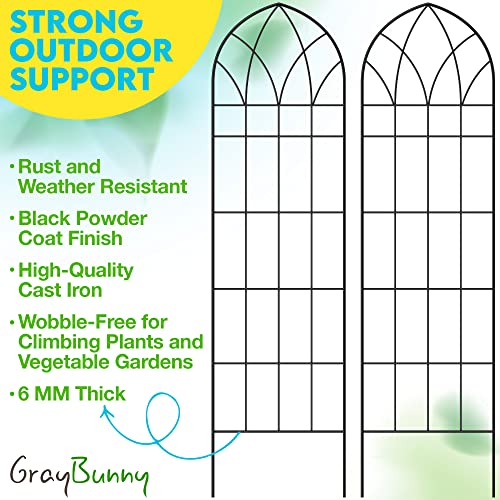 Gray Bunny Garden Trellis for Climbing Plants Outdoor - 2 Pack - 58" x 16" Cucumber Trellis, Rust Proof Metal Trellis for Tomatoes, Vines, Flower Beds, Roses