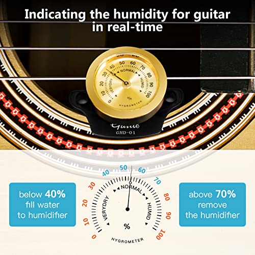 Guitar Humidifier - Guitto 2-in-1 Humidity Care System for Acoustic Guitar Humidifier Hygrometer GHD-01