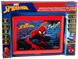 lexibook disney marvel spider-man - educational and bilingual laptop french/english - toy for child kid (boys & girls) 124 activities, learn play games and music- blue/red, jc598spi1
