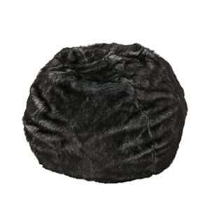 christopher knight home glendon modern 3 foot faux fur bean bag cover (only skin), black and white