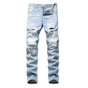 liuhond men's ripped distressed destroyed straight fit washed denim jeans pants(3330blue, 34)
