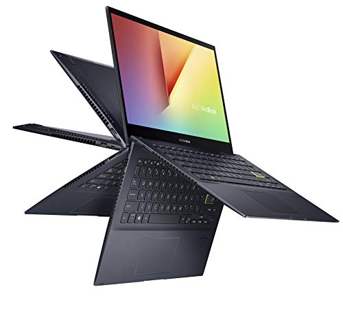 ASUS VivoBook Flip 14 Thin and Light 2-in-1 Laptop, 14” FHD Touch Display, AMD Ryzen 5 4500U, 8GB DDR4 RAM, 256GB SSD, Glossy, Stylus, Fingerprint Reader, Windows 10 Home, Bespoke Black, TM420IA-DB51T