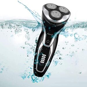 MAX-T Men Electric Razor, Rechargeable Wet & Dry Rotary Electric Shaver for Men (Black)