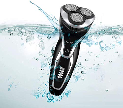 MAX-T Men Electric Razor, Rechargeable Wet & Dry Rotary Electric Shaver for Men (Black)