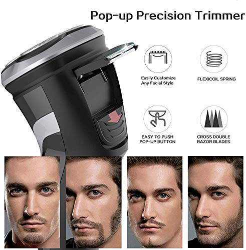 MAX-T Men Electric Razor, Rechargeable Wet & Dry Rotary Electric Shaver for Men (Black)