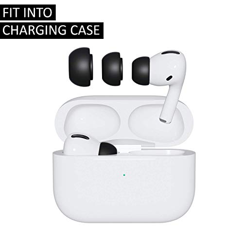 [3 Pairs] Ear Tips for Airpods Pro Replacement Silicone Ear Buds with Noise Reduction Hole (Fit in Charging Case) Small | Medium | Large - Black