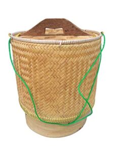 sawadee kratip thai handicraft bamboo sticky rice basket box container 7"