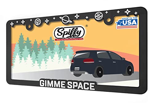 Spiffy Space License Plate Frame Holder Bracket Gimme Space with Planets and Stars for All US/CAN Vehicles | Made in The USA | Cute Star Themed Frames | Cool Raised Galaxy | Slim and Lightweight