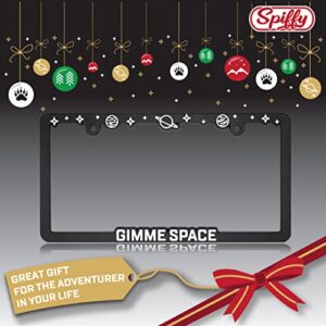 Spiffy Space License Plate Frame Holder Bracket Gimme Space with Planets and Stars for All US/CAN Vehicles | Made in The USA | Cute Star Themed Frames | Cool Raised Galaxy | Slim and Lightweight