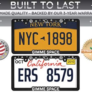 Spiffy Space License Plate Frame Holder Bracket Gimme Space with Planets and Stars for All US/CAN Vehicles | Made in The USA | Cute Star Themed Frames | Cool Raised Galaxy | Slim and Lightweight