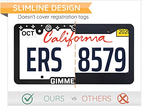 Spiffy Space License Plate Frame Holder Bracket Gimme Space with Planets and Stars for All US/CAN Vehicles | Made in The USA | Cute Star Themed Frames | Cool Raised Galaxy | Slim and Lightweight