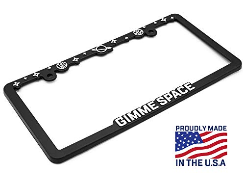 Spiffy Space License Plate Frame Holder Bracket Gimme Space with Planets and Stars for All US/CAN Vehicles | Made in The USA | Cute Star Themed Frames | Cool Raised Galaxy | Slim and Lightweight