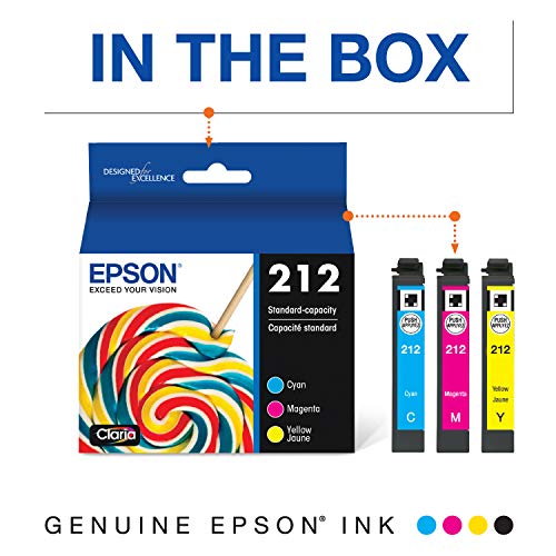 Epson T212XL120 Expression Home XP-4100 4105 Workforce WF-2830 2850 212XL Ink Cartridge (Black) in Retail Packaging & T212 Claria Standard Capacity Cartridge Ink - Color Combo Pack