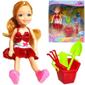 bettina mini fashion doll, 5 inches dress-up doll, with small accessories aged 3+ (beach girl)