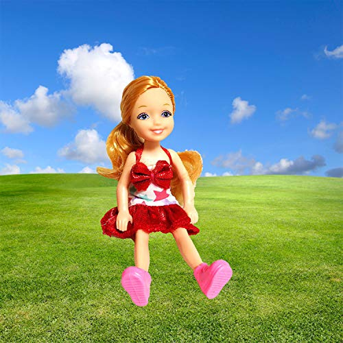 BETTINA Mini Fashion Doll, 5 Inches Dress-Up Doll, with Small Accessories Aged 3+ (Beach Girl)