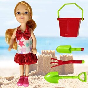 BETTINA Mini Fashion Doll, 5 Inches Dress-Up Doll, with Small Accessories Aged 3+ (Beach Girl)