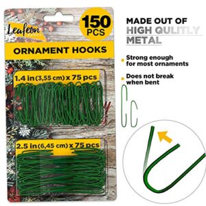 150 Pack Ornament Hooks for Christmas – Essential Christmas Ornament Hangers – Perfect Xmas Ornament Hangers for Christmas Tree Decoration (Green)