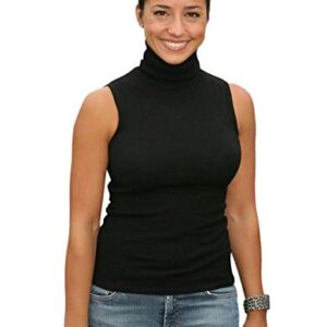 Sunfaynis Black Mock Turtleneck Sleeveless Tops for Women Soft Stretch Layering Top Shirt Turtleneck Tank Top (Black, M)