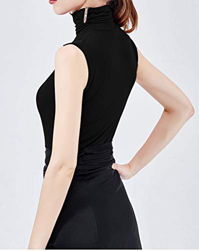 Sunfaynis Black Mock Turtleneck Sleeveless Tops for Women Soft Stretch Layering Top Shirt Turtleneck Tank Top (Black, M)