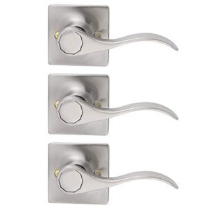 gobrico wave/drop door levers with square plate right-handed dummy door lock inactive one-side door handles in satin nickel 3 pack