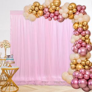 Pink Tulle Backdrop 5ftx7ft Backdrop Curtains for Baby Shower Baby Shower Sheer Curtain Birthday Party Satin Wedding Drapes Easter Decoration