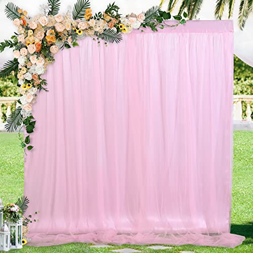 Pink Tulle Backdrop 5ftx7ft Backdrop Curtains for Baby Shower Baby Shower Sheer Curtain Birthday Party Satin Wedding Drapes Easter Decoration