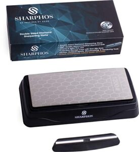 sharphos double sided diamond sharpening stone plate knife sharpener honing polishing 6 inch x 2.5 inch (600/1200 grit)