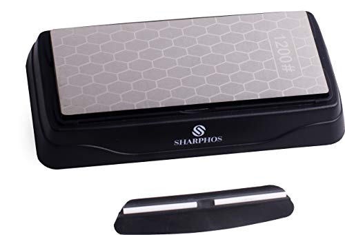 SHARPHOS Double Sided Diamond Sharpening Stone Plate Knife Sharpener Honing Polishing 6 Inch x 2.5 Inch (600/1200 Grit)