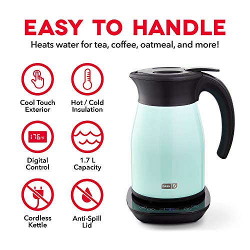 Dash Insulated Electric Kettle, Cordless Hot Water Kettle - Matte Aqua, 57oz/1.7L