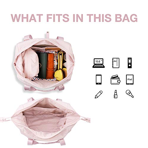 BAGSMART Gym Bag for Women, Carry on Weekender Overnight Bag, Travel Duffel Bags with Trolley Sleeve, Personal Item Travel Bag Tote Bag Workout Dance Bag, Pink-Medium