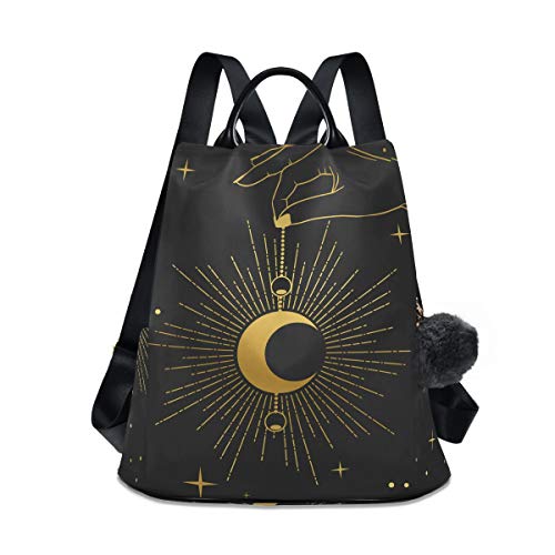 ALAZA Boho Style Hand Holding Crescent Moon Backpack Purse for Women Anti Theft Fashion Back Pack Shoulder Bag