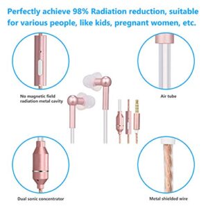 Docooler Air Tube Earbud Headphones Anti-Radiation in-Ear Headset EMF-Free Wired Stereo Earphone with Microphone & Volume Control - Compatible with Smart Devices