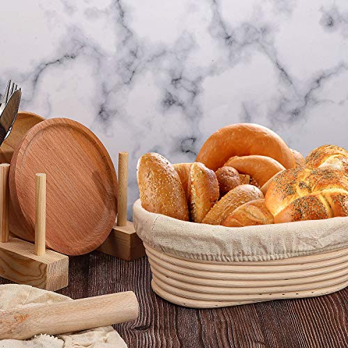 3 Pieces 10 Inch Oval and 3 Pieces 9 Inch Round Bread Proofing Basket Cloth Liner, Round Brotform Liner Oval Natural Rattan Baking Dough Sourdough Banneton Baskets Cover