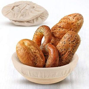 3 Pieces 10 Inch Oval and 3 Pieces 9 Inch Round Bread Proofing Basket Cloth Liner, Round Brotform Liner Oval Natural Rattan Baking Dough Sourdough Banneton Baskets Cover
