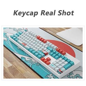 108 Keys Coral Sea Keycap Set OEM Profile PBT 5-Sided Dye-Sublimation ​Keycaps for 61/87/104 Keys Mechanical Keyboard with Keycaps Puller