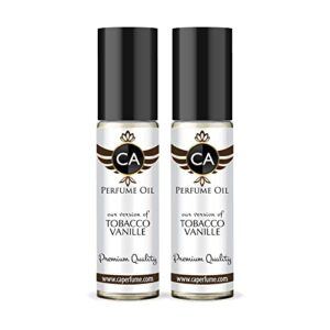 CA Perfume Impression of T. Ford Tobacco Vanille For Men Replica Fragrance Body Oil Dupes Alcohol-Free Essential Aromatherapy Sample Travel Size Concentrated Long Lasting Attar Roll-On 0.3 Fl Oz-X2