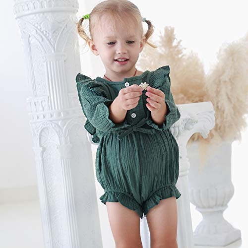 Renotemy Infant Baby Girls Pink/White Romper Fall Winter jumpsuit Girl Long Sleeve Rompers Baby Girl Clothes 0-3 Months