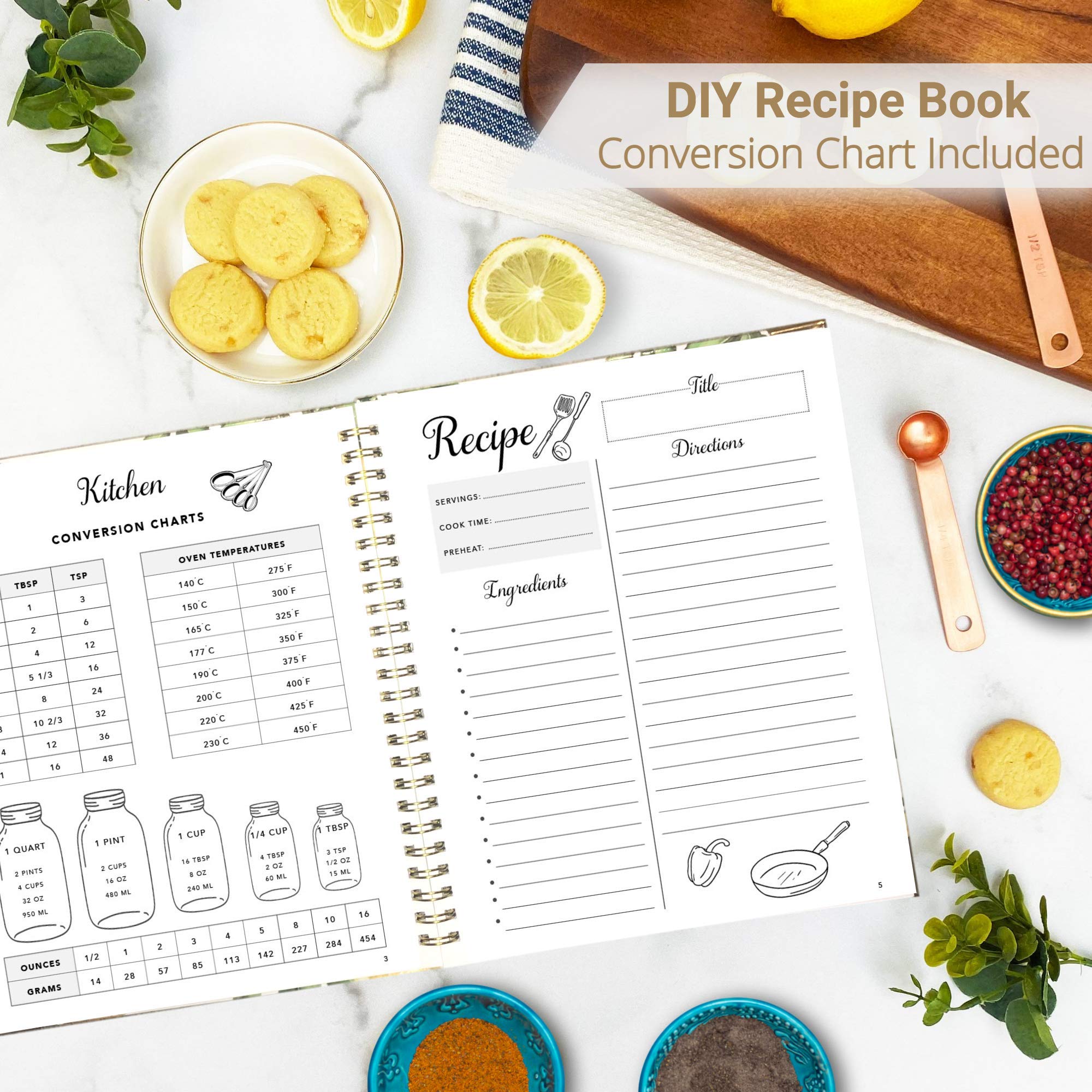 Recipe Box With Cards And Dividers - 50 4x6 Lemon Recipe Cards, Covers & Personalized DIY Book - Large 5x7 Acacia Wooden Recipe Card Holder Set - Engraved Farmhouse Wood Boxes & Organizer for Recipes