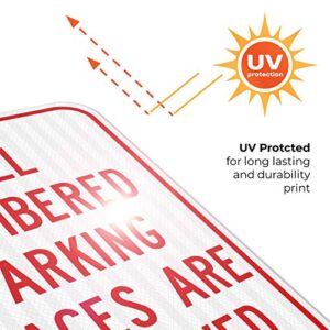 All Numbered Parking Spaces Reserved Sign, 12x18 Inches, 3M EGP Reflective .063 Aluminum, Fade Resistant, Easy Mounting, Indoor/Outdoor Use, Made in USA by Sigo Signs